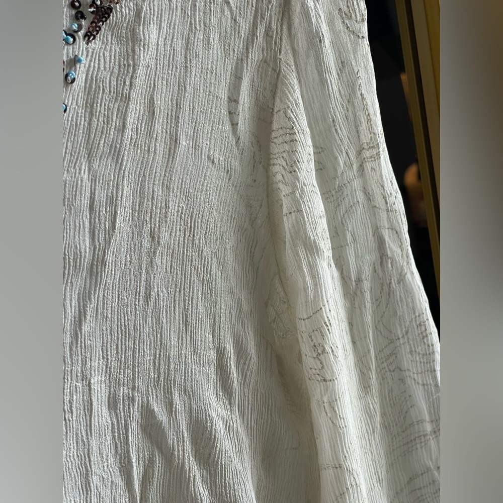 NWT Monique Leshman 100% Silk Southwestern Transparent Embellished Tunic - Picture 3 of 16